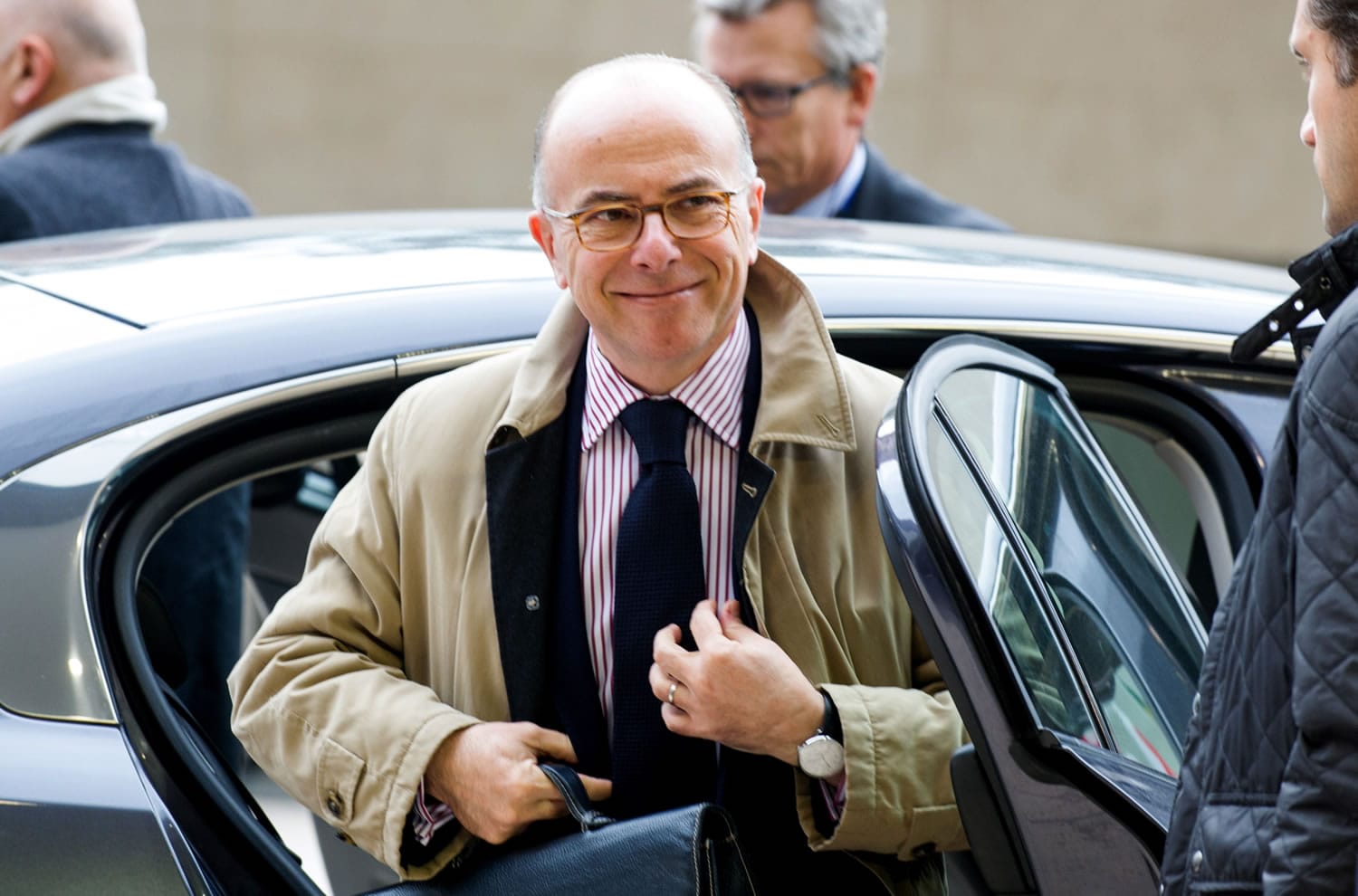 French Interior Minister Bernard Cazeneuve arrives for a meeting of EU justice and interior ministers at the EU Council building in Luxembourg on Thursday. Britain urged the European Union on Thursday to speed the deportation of people who do not qualify for asylum as the EU struggles with its biggest refugee emergency in decades.