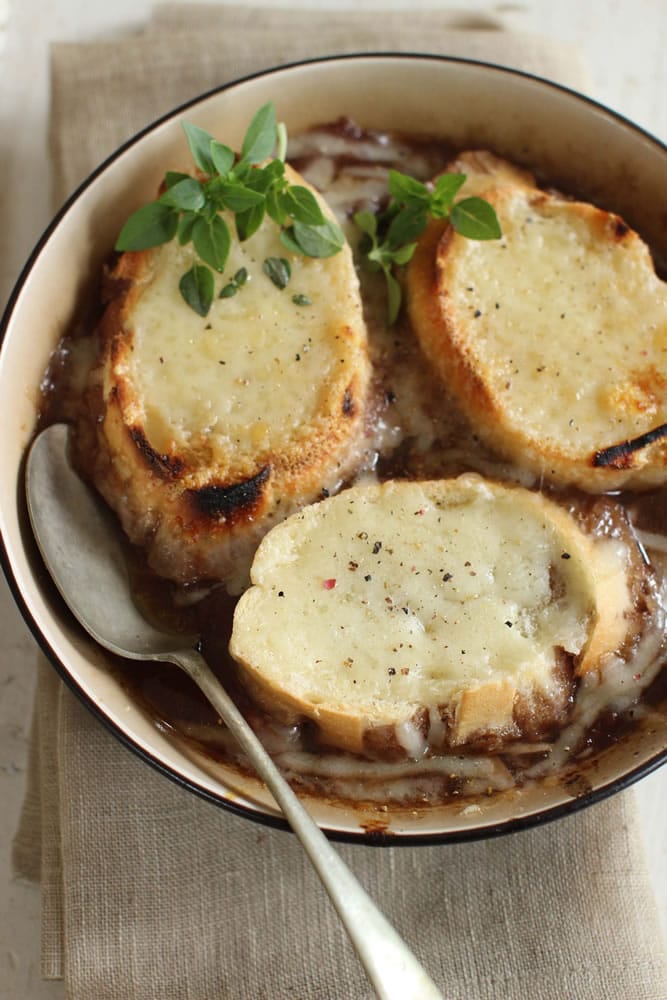 Grilled French onion soup (AP Photo/Matthew Mead)
