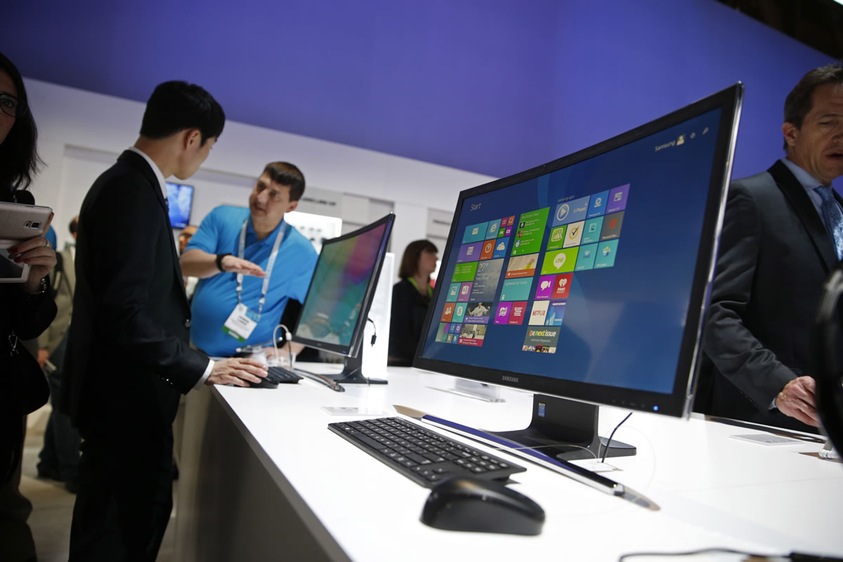 The ATIV One 7 Curved computer on display Tuesday at the Samsung booth during the International CES in Las Vegas.
