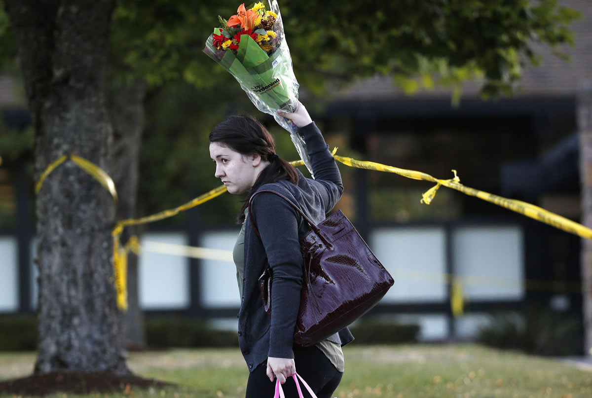 Faculty members return on Monday to Umpqua Community College in Roseburg, Ore., just days after armed suspect Chris Harper-Mercer killed nine people and wounded several others before taking his own life at Snyder Hall on campus.