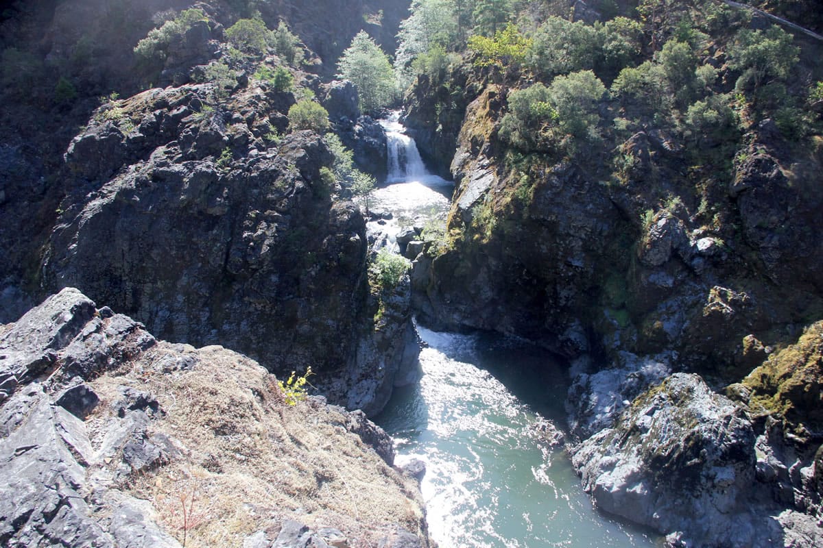 Stair Creek Falls drops into Mule Creek Canyon on the wild section of the Rogue River east of Agness, Ore.