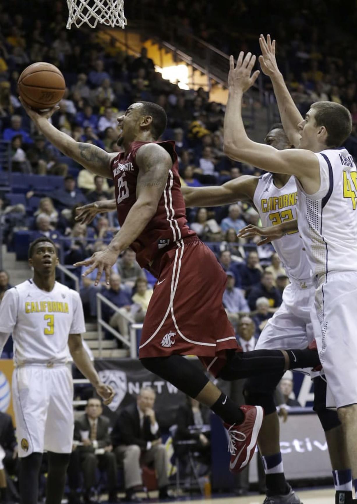Washington State guard DaVonte Lacy (25) shoots against California during the second half in Berkeley, Calif., on Sunday, Jan. 4, 2015. Washington State won 69-66.