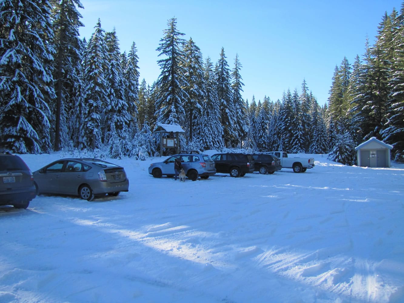 Koshko Sno-Park in the upper Wind River area had a half dozen vehicles parking at noon on New Year's Day.