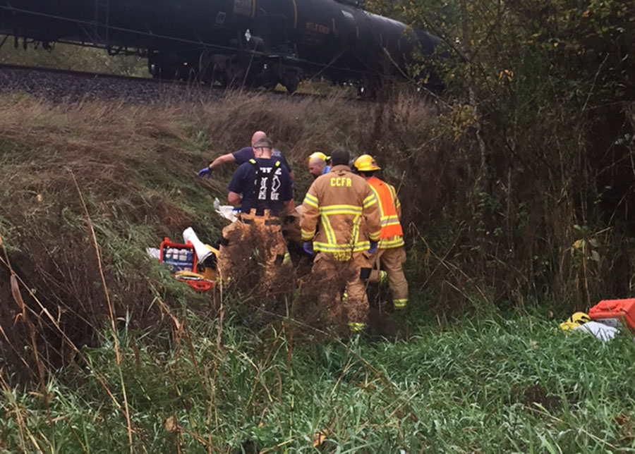 Emergency personnel responded to the BNSF train tracks north of Felida to find a man who had been hit by the train in critical condition.