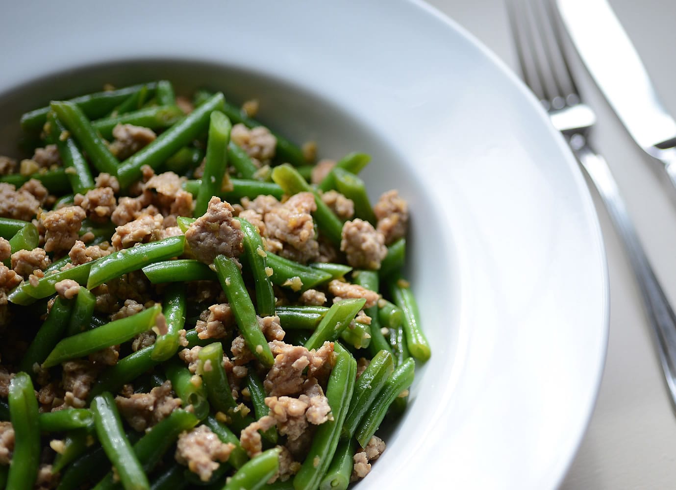 Gingered Green Beans With Ground Pork.