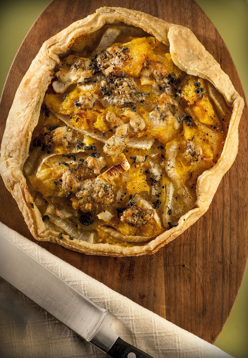 Frozen winter squash puree makes savory galette rich and hearty.
