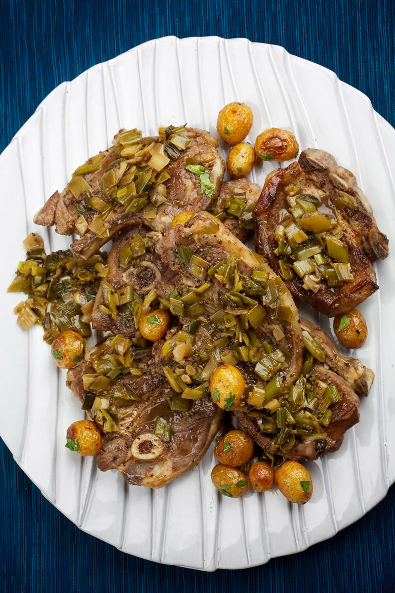 Lamb Chops With Scallions in a Cola Glaze.