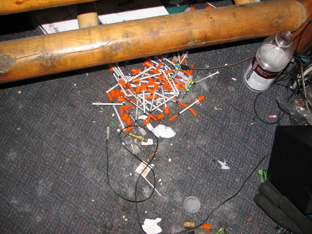 While serving a search warrant at a house near Battle Ground lake, police found discarded syringes.