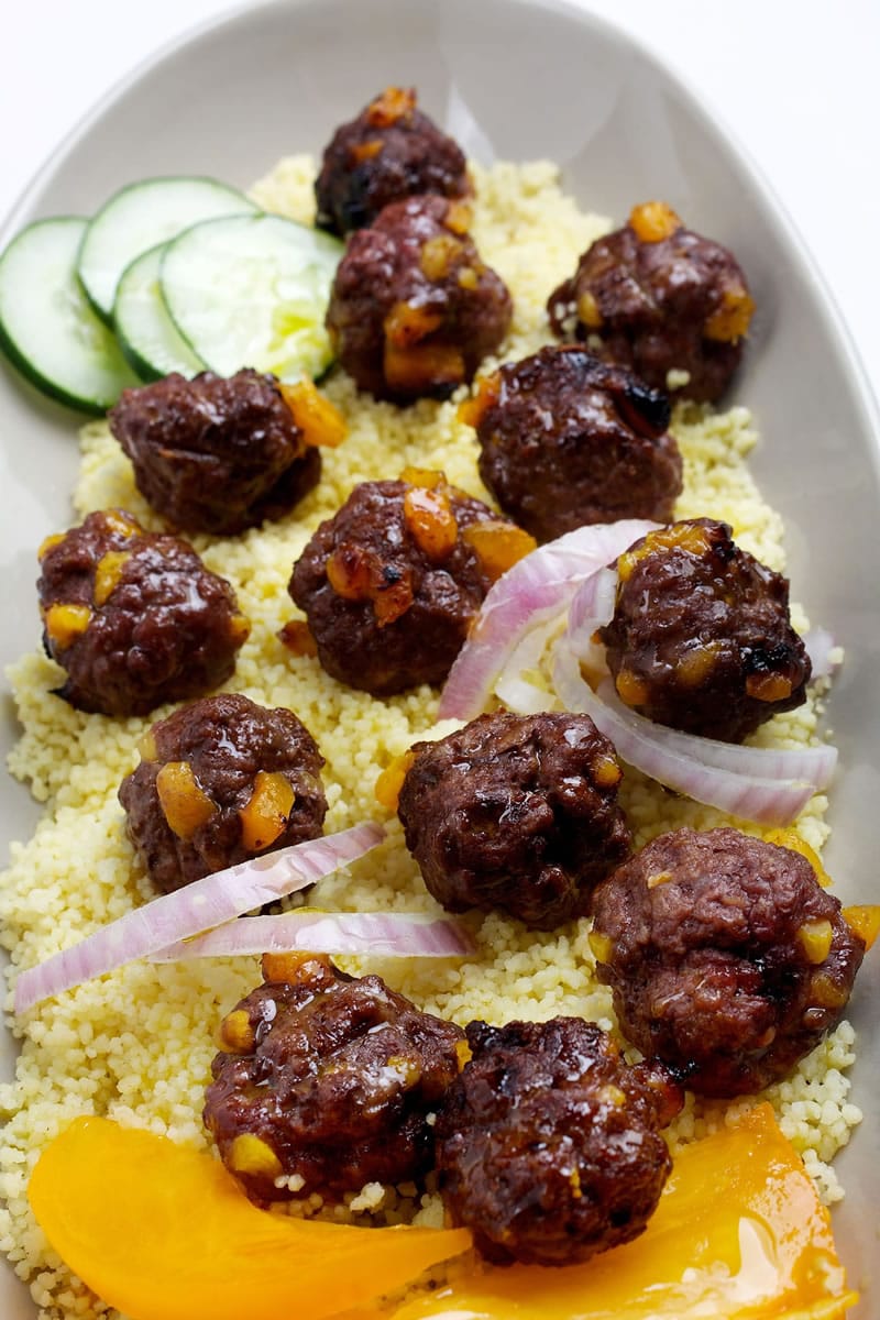 Apricot-Studded Meatballs With Lemony Couscous