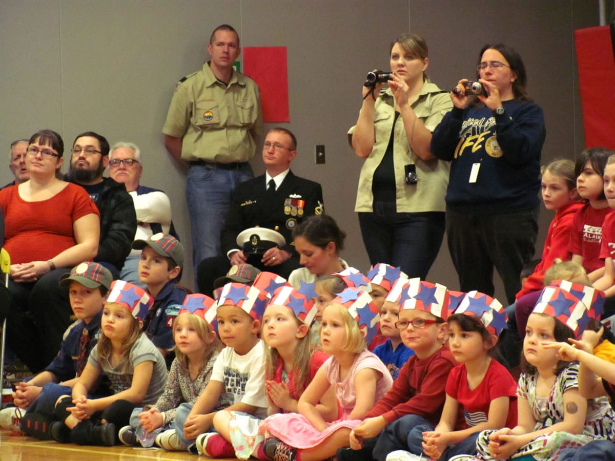 Students, parents, teachers and veterans attended a special assembly at Hathaway Elementary School in Washougal on Friday.