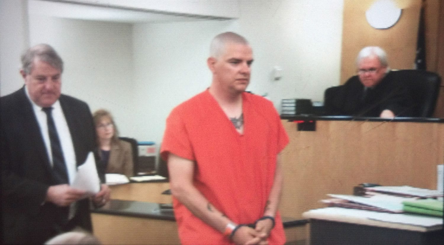 Ryan Shook appears in May in Clark County Superior Court on suspicion of robbing a Vancouver Fred Meyer store and stabbing an employee.