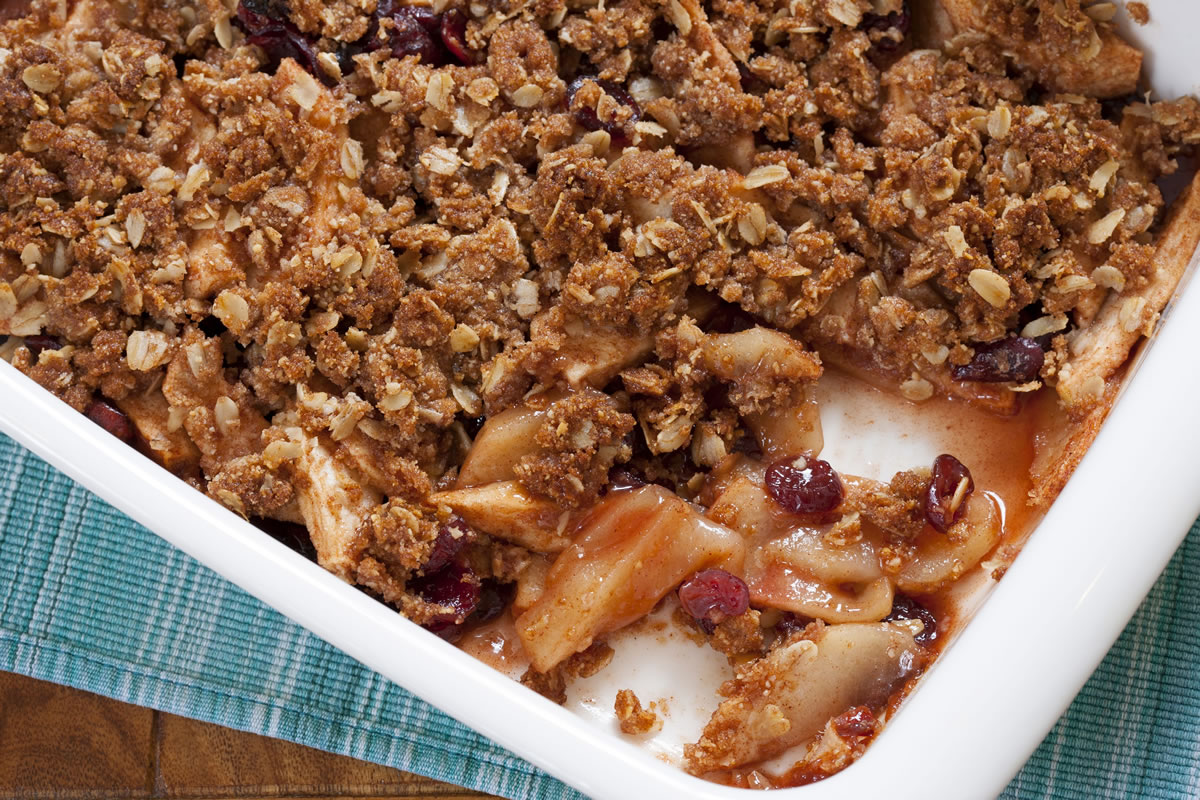 Almond and Oat Apple-Cranberry Crumble.