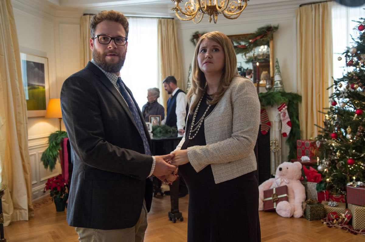 Seth Rogen and Jillian Bell in &quot;The Night Before.&quot; (Sarah Shatz/Columbia Pictures)