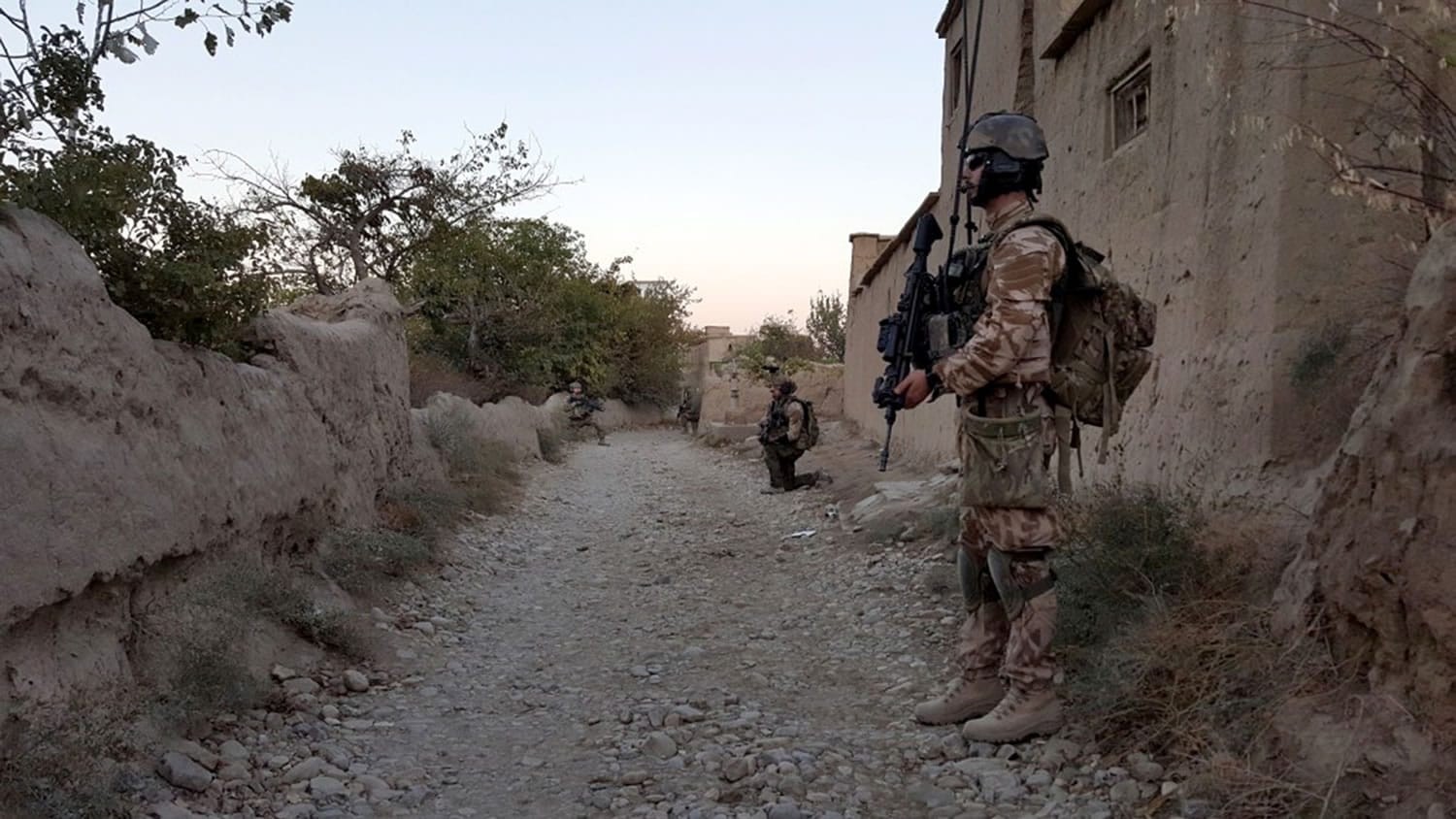 U.S. and Czech soldiers patrol north of Bagram Airfield in Afghanistan on Oct. 20 looking for signs of Taliban fighters.