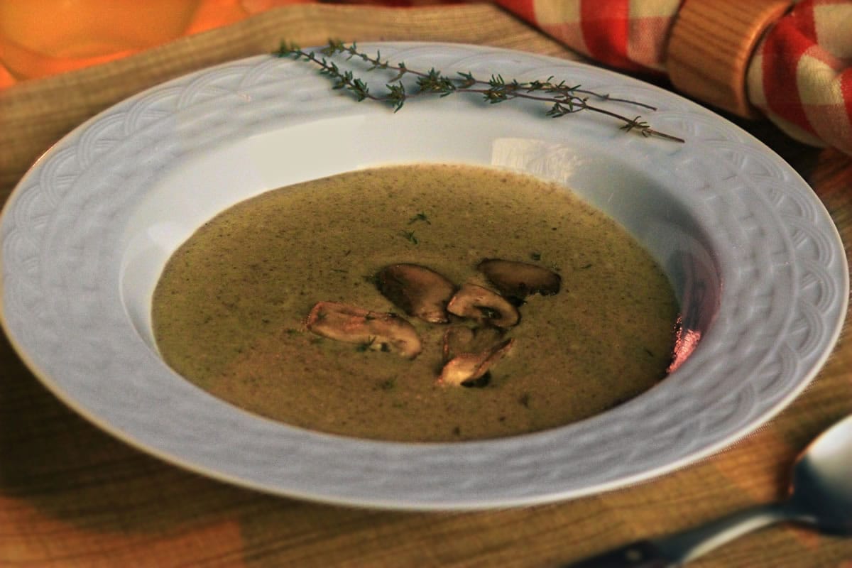 Try a cream soup, like this hearty mushroom, for a warm beginning to your holiday meal.