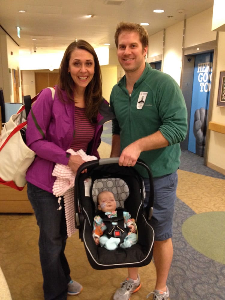 U.S. Rep. Jaime Herrera Beutler and her husband, Dan Beutler, pause for a photo with their daughter, Abigail Rose Beutler, before they head home to Camas.