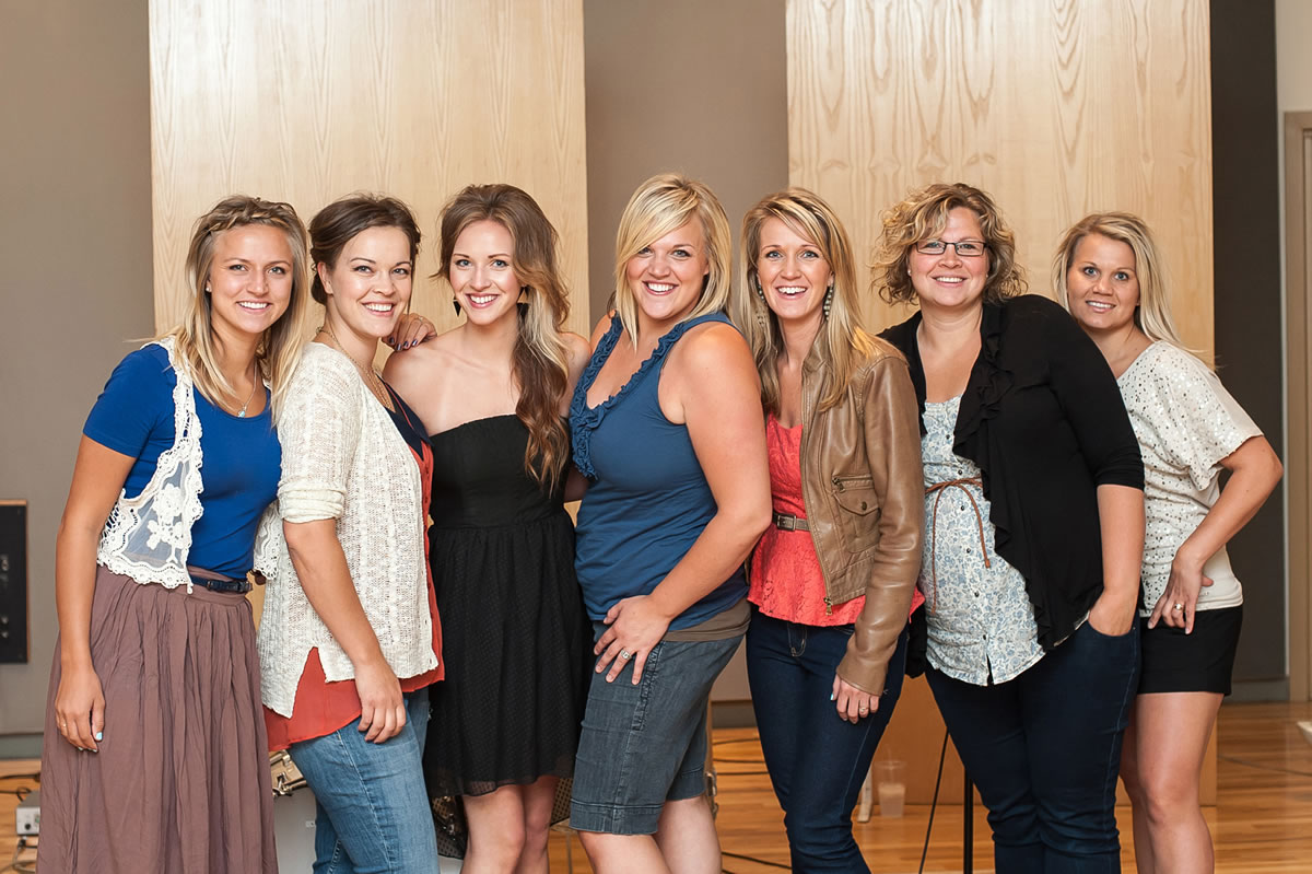 The seven sisters and members of Shiloh Rising: Ciarra Chace, from left, Carla Hunt, Chera-Lee Scroggins, Chandra Urban, Crystal Mattila, Chastidy Berg, Chanelle Laitinen