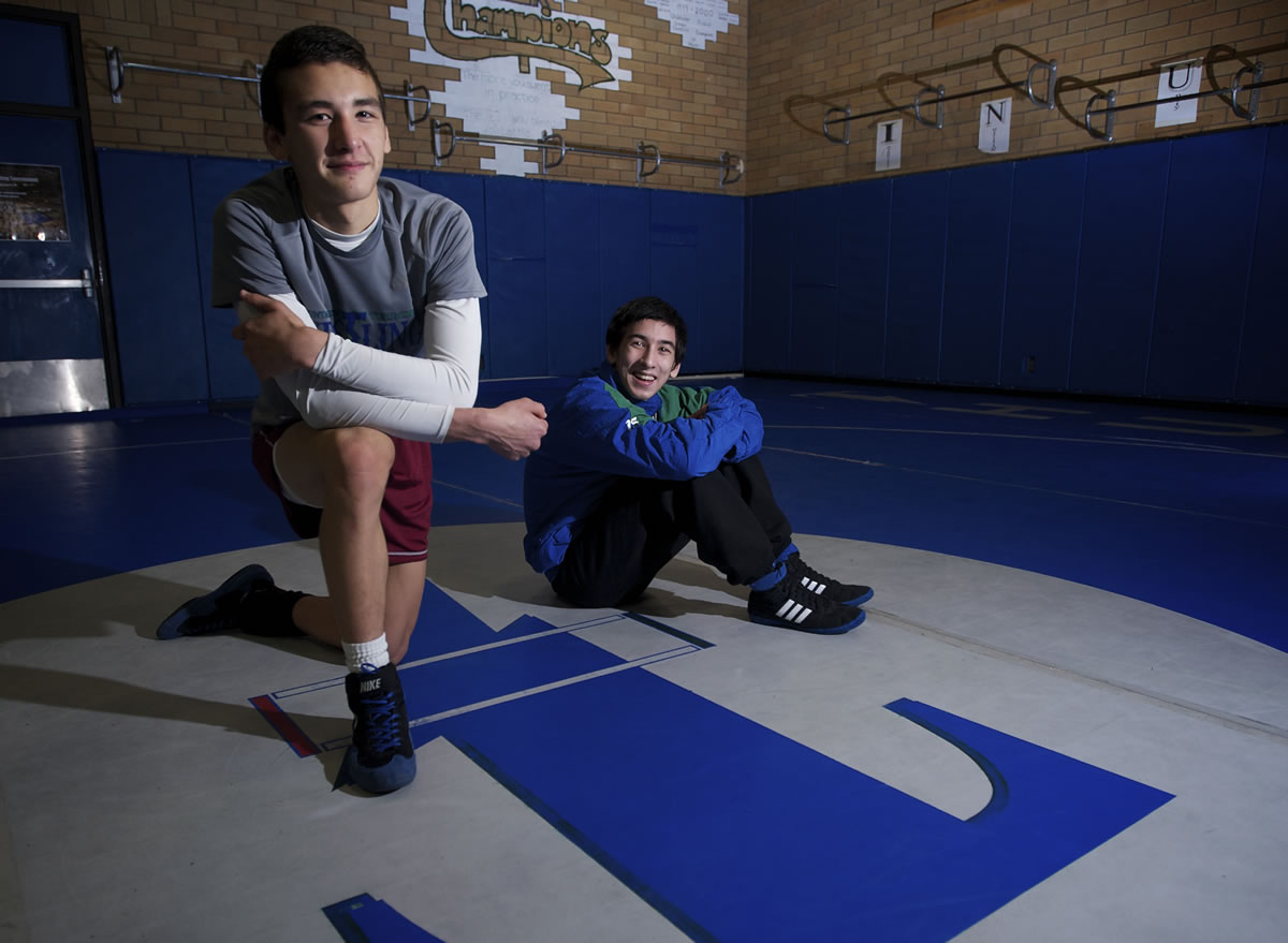 Mountain View wrestlers Kenji Yamashita, left, and Benjamin Dixon credit an offseason camp for helping them place at state last year.