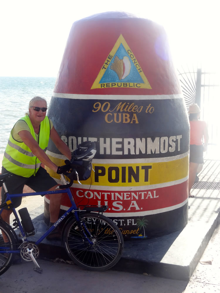 Battle Ground: Jim Ryan, 62, stands proud on Nov. 8 at the culmination of his bicycle journey from Vancouver, B.C., to Key West, Fla.