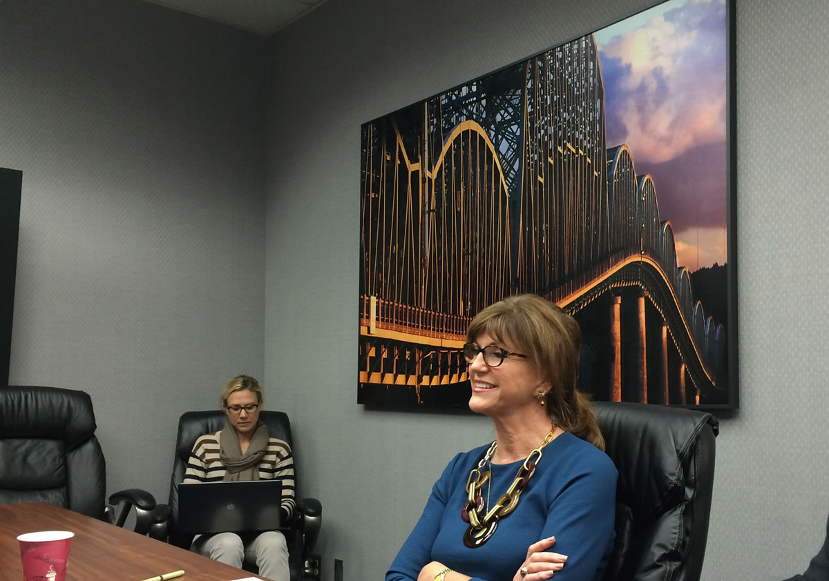 State GOP Chairwoman Susan Hutchison talks local politics Friday with The Columbian's editorial board.