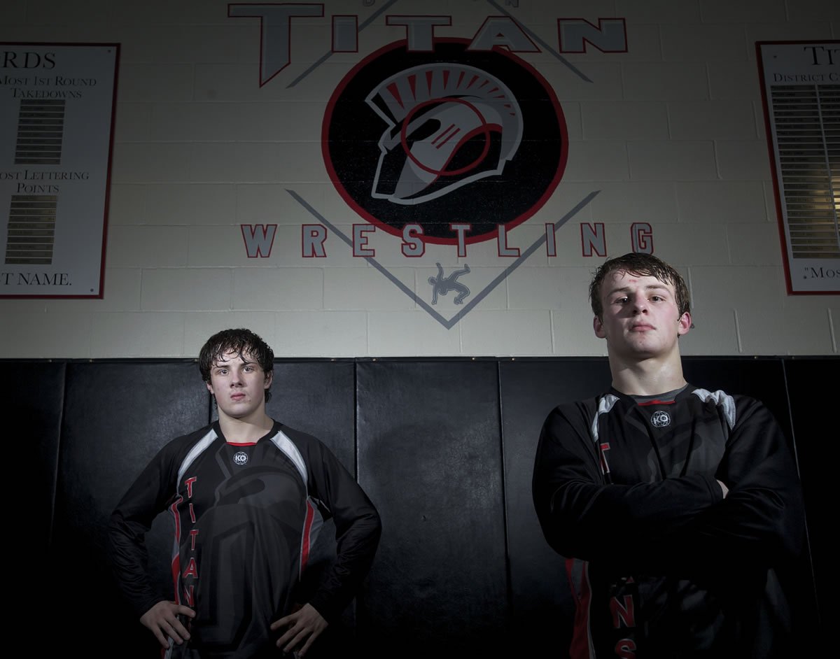 Union wrestlers Alex and Zach Berfanger, left, have organized a regular Sunday study hall to help not only their fellow athletes, but also anyone in the Evergreen School District.
