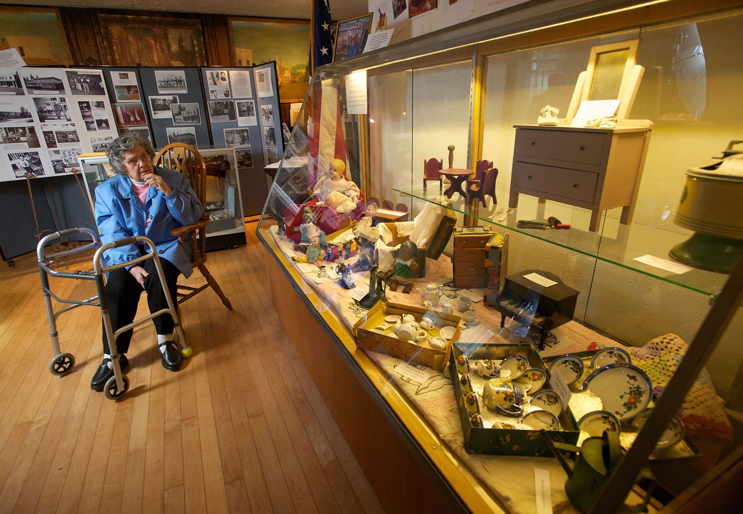 Delora Green McMenomy moved back to La Center after an adult lifetime in California, and donated much of her collection of antique toys and dolls to the La Center Historical Museum.