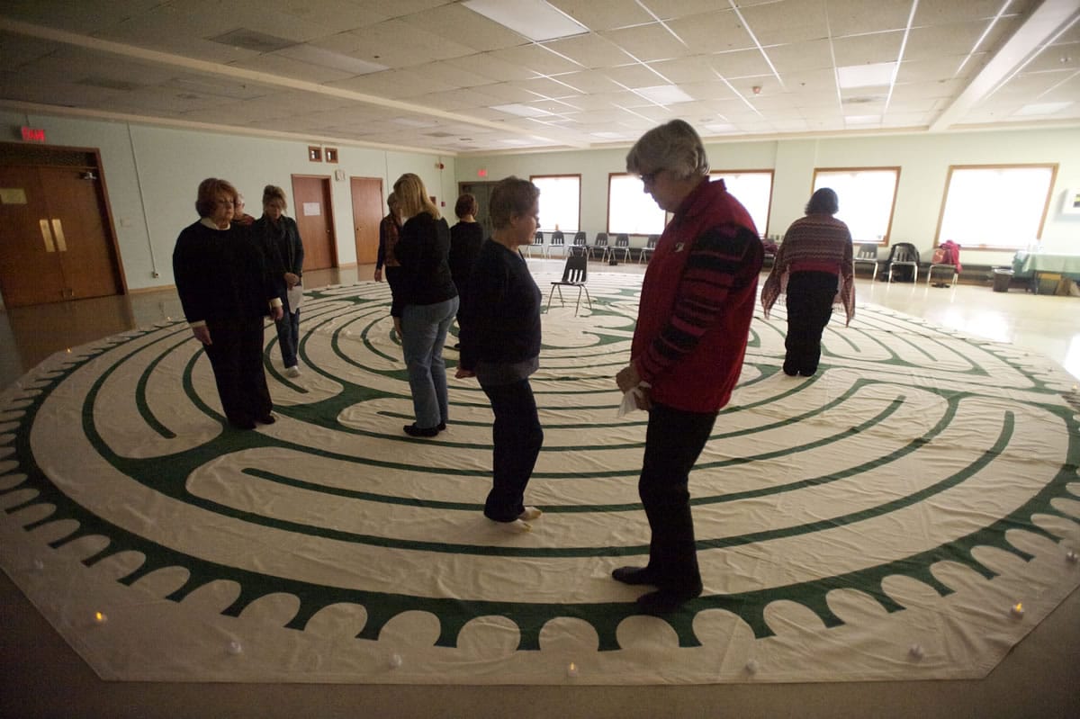 Some Clark County residents began 2014 with a New Year's Day labyrinth walk Wednesday at Vancouver's First Presbyterian Church.
