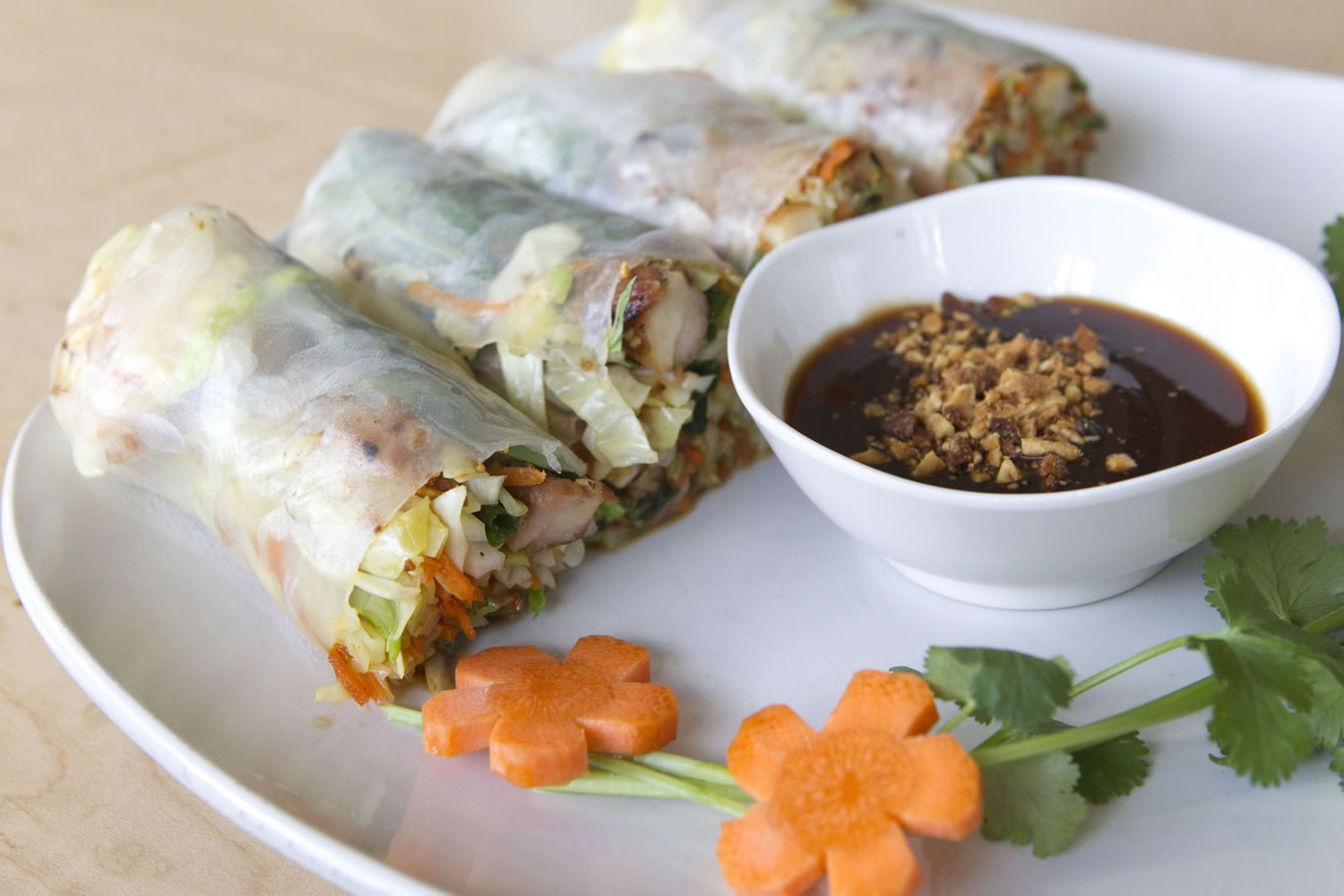 Saigon rolls with chicken are served at the Bamboo Hut in Vancouver on Jan.