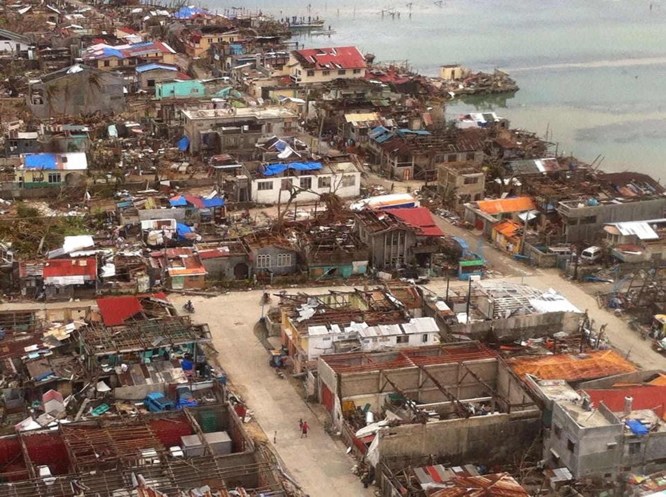 A neighborhood in the Philippines province of Samar lies devastated after super-typhoon Haiyan.