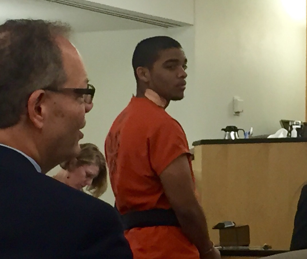 Ted W. Washington III, 20, appears Wednesday in Clark County Superior Court on suspicion of first-degree robbery and second-degree theft. Washington is accused of robbing a Chase bank branch near the Westfield Vancouver mall on Tuesday.