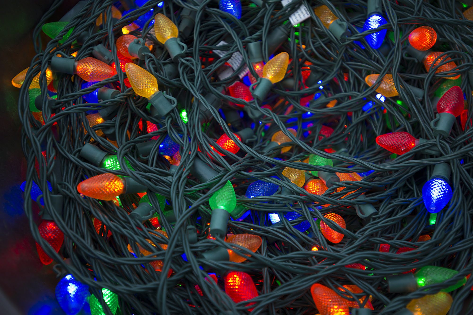 Colorful Christmas lights.