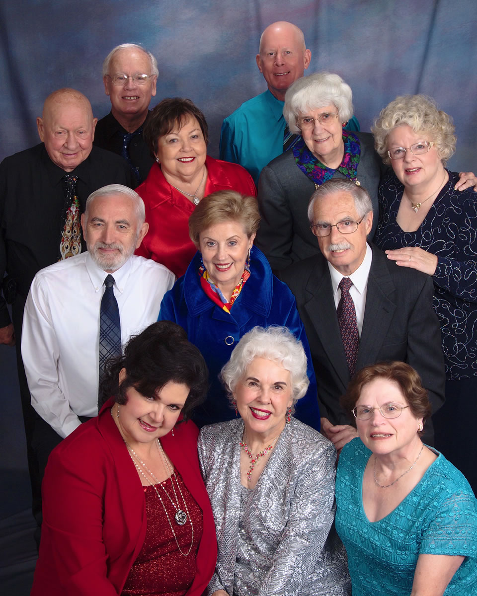 The Vancouver-based Va Va Voom senior theater troupe is holding auditions this month for those &quot;50 and better.&quot; Front row: Ali Goodwin-Roskam, from left, Nancy Rickard, Carroll Dodd. Second row: Fred Dorey, from left, Va Va Voom Director Harriet Walker, Bill Lynch. Third row: Lloyd North, from left, Thelma Skoville, Vi Arola, Suse Skinner.