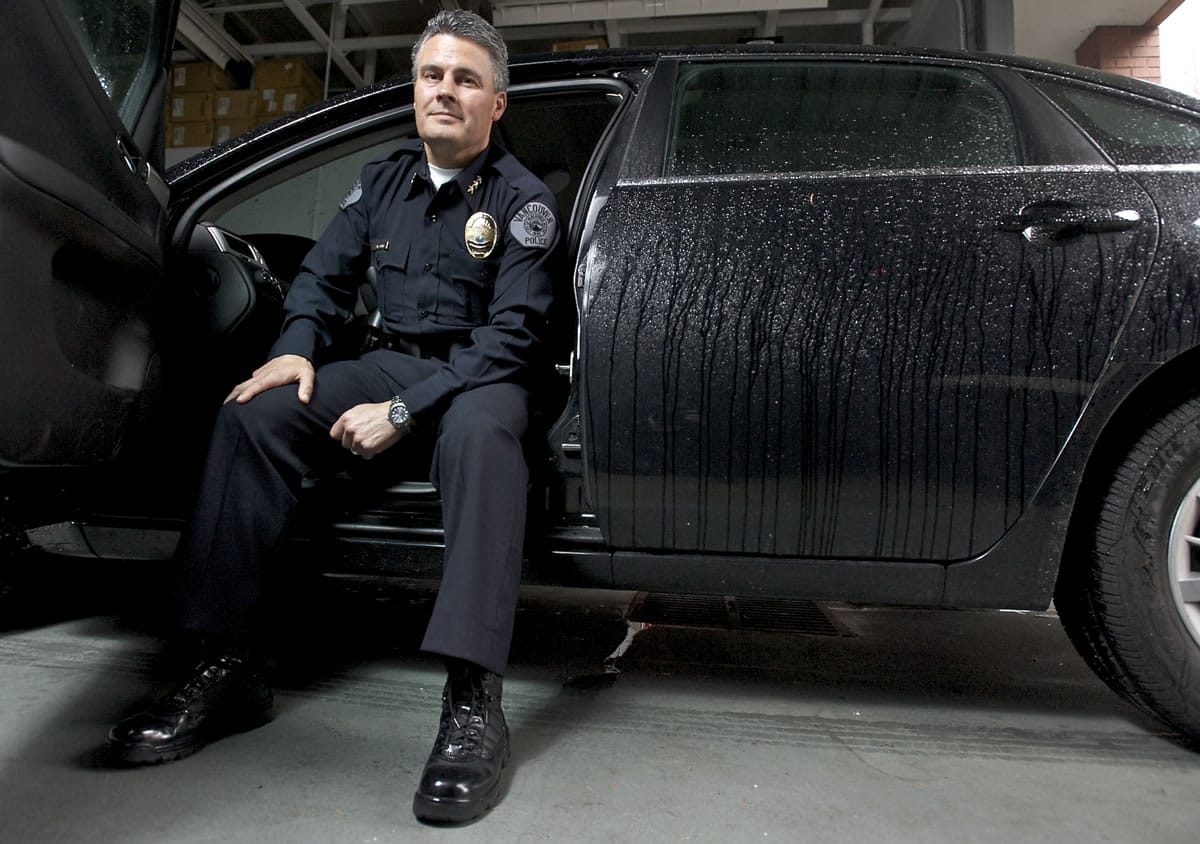 New Vancouver Police Chief James McElvain sits in his car at police headquarters Monday.