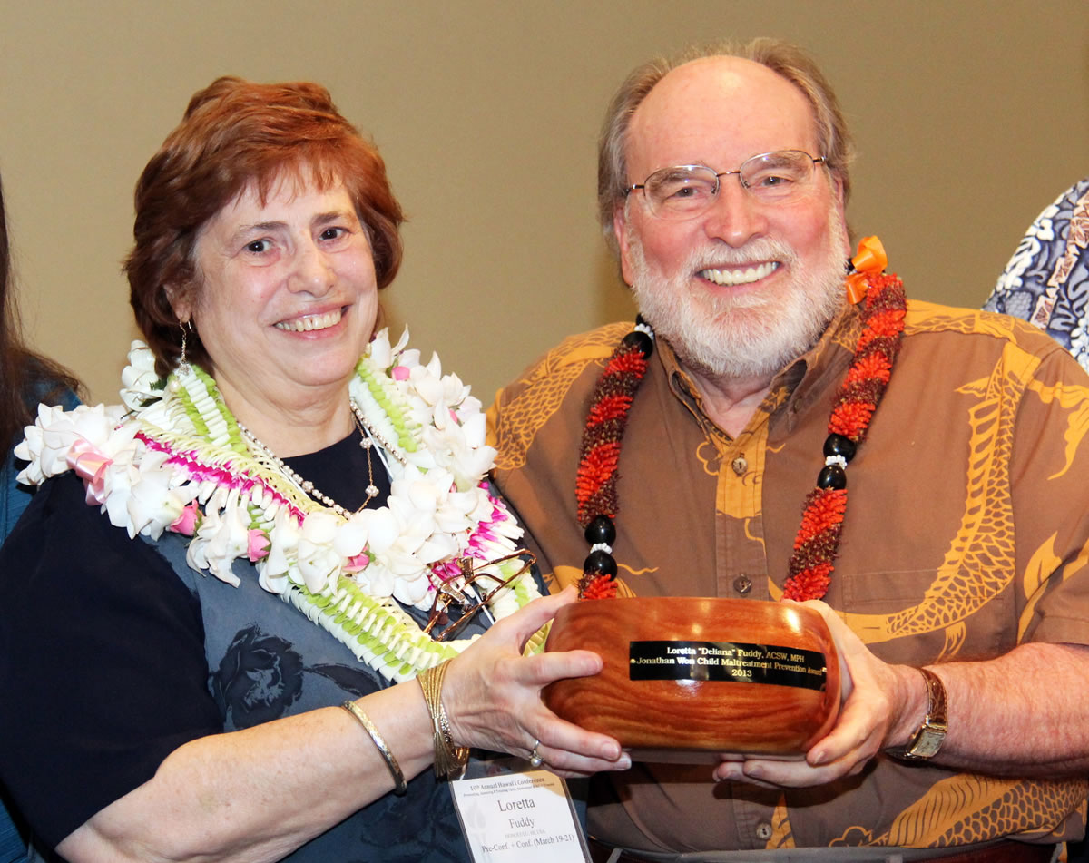 Hawaii Governor's Office
Hawaii State Health Department Director Loretta Fuddy, left, and Gov. Neil Abercrombie pose for a photo March 21. Fuddy died Wednesday when a small plane carrying nine people crashed into the ocean.