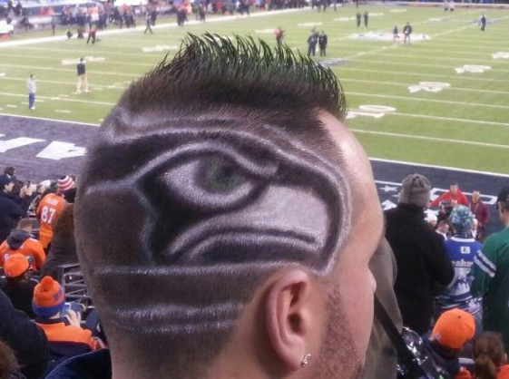 The haircut of Vancouver resident Roger Binns leaves no doubt as to which team he rooted for Sunday at the Super Bowl in East Rutherford, N.J.