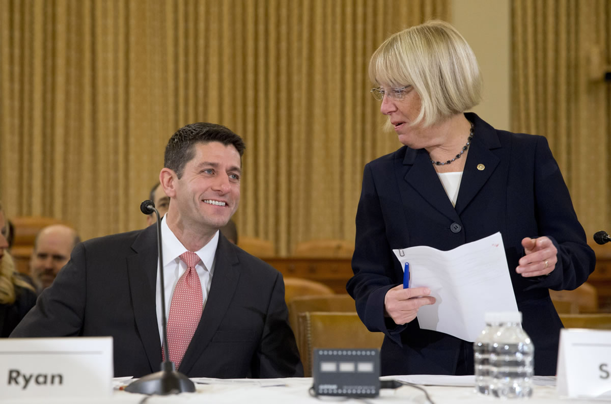 House Budget Committee Chairman Rep. Paul Ryan, R-Wis., left, and Senate Budget Committee Chair Sen.