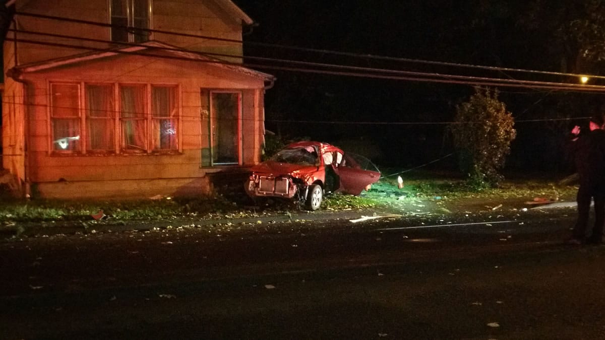 Vancouver Police say a speeding vehicle struck a home at Mill Plain Boulevard and Reserve Street early Saturday morning.