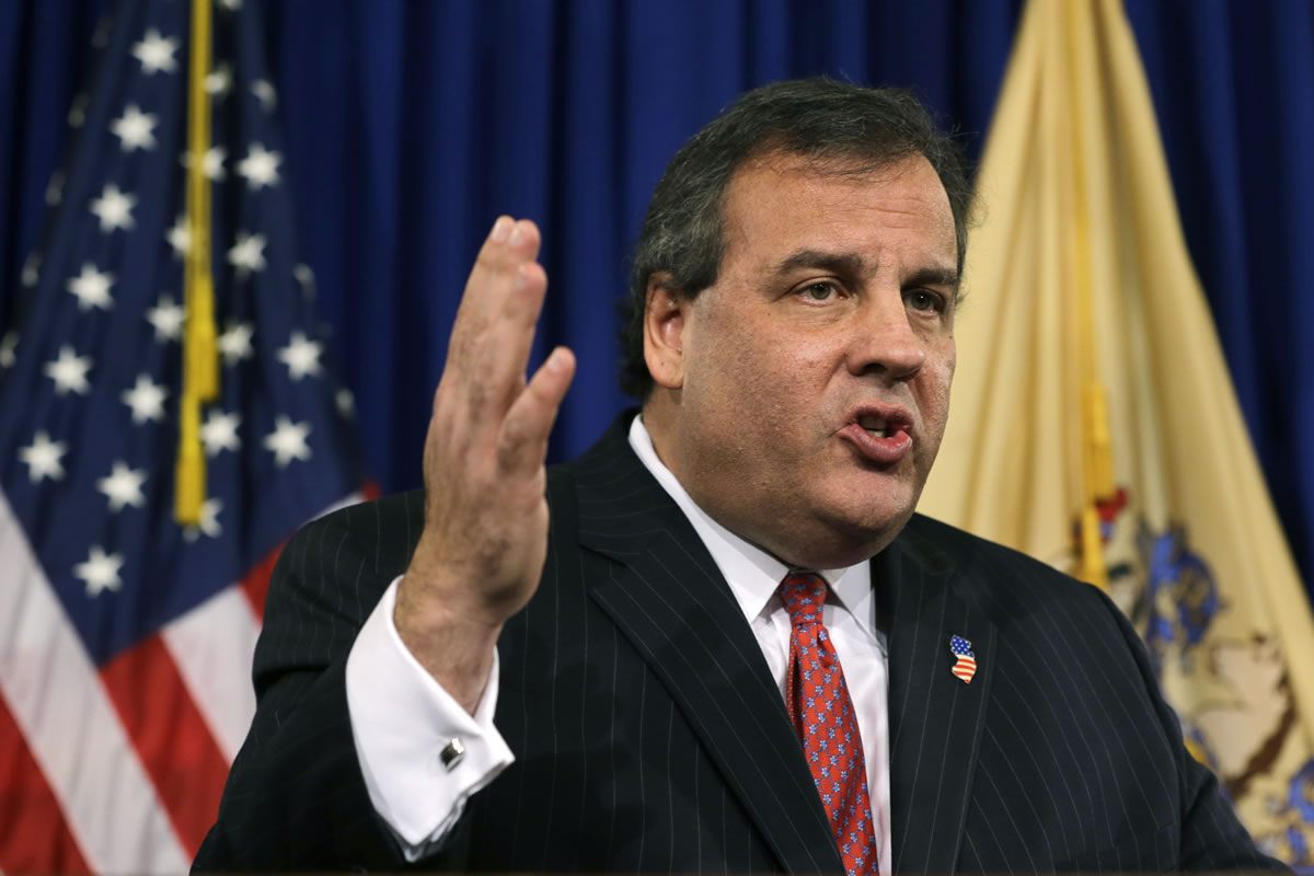 New Jersey Gov. Chris Christie speaks during a news conference Thursday at the Statehouse in Trenton.