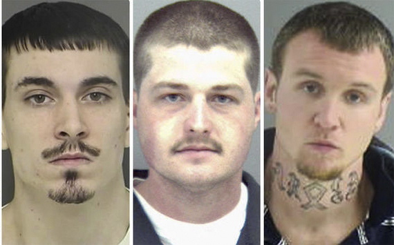 These undated photos provided by the Henrico County, Va., Sheriff&#039;s Department show Ronald B. Chaney III, from left, Robert C. Doyle and Charles D. Halderman. Chaney and Doyle, who are facing weapons charges after an FBI investigation into a plot to attack synagogues and black churches, were denied bond by a judge on Thursday. Halderman, who was charged with conspiring to rob a jeweler to raise money to support the alleged plot, was ordered held without bail Friday.