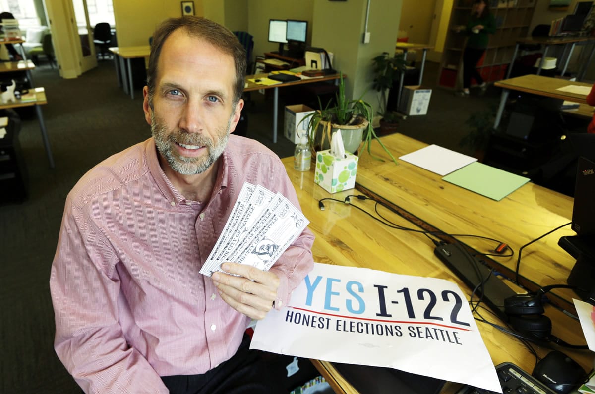 Alan Durning, a founder of Seattle&#039;s Sightline Institute, is author of an initiative passed by Seattle voters that created the nation&#039;s first voucher system for campaign contributions. (Ted S.