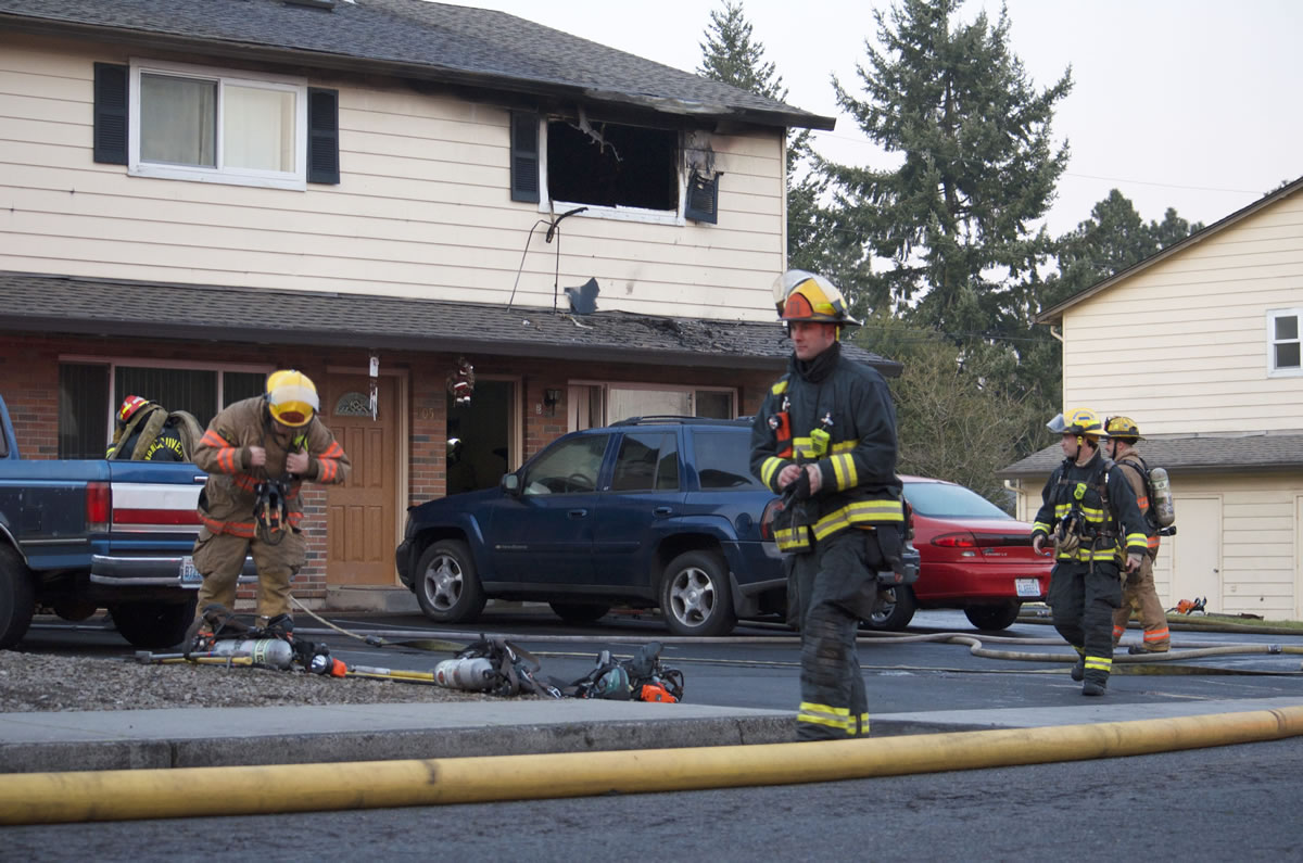 Vancouver firefighters responded to a duplex fire in the Marrion neighborhood on Tuesday afternoon.