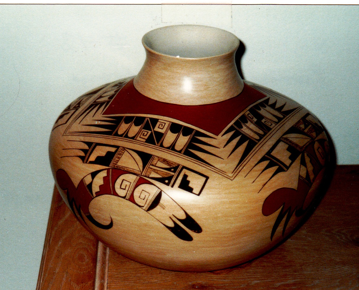 A pot from Margaret Sotta's Native American art collection, inherited from her husband, Robert Sotta. The couple's daughter, Teresa Sotta, noticed that many pieces of artwork were missing from her mother's home after her mother's caregivers, Toakase F. Tovo and John L.