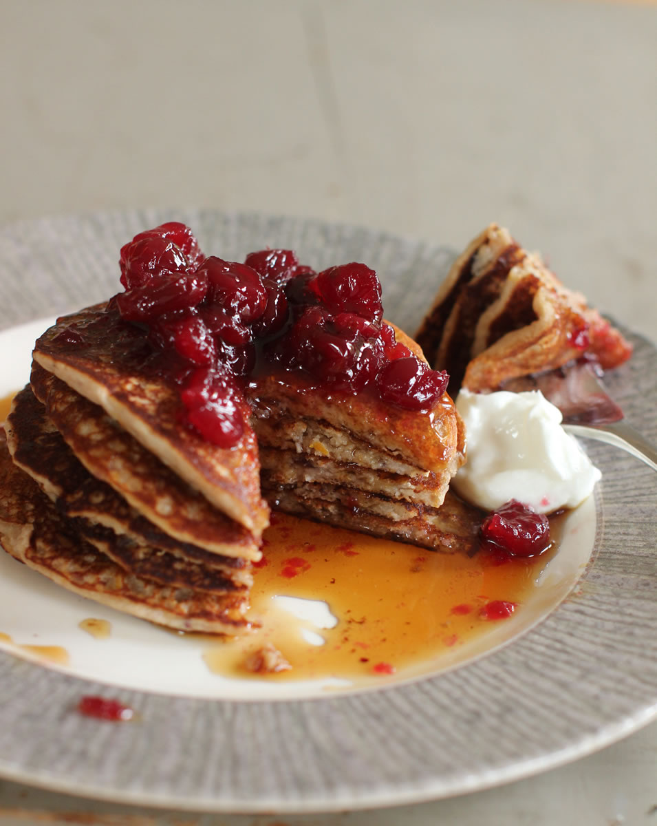 Cranberry Sauce, Oat and Flax Pancakes (Matthew Mead/Associated Press)