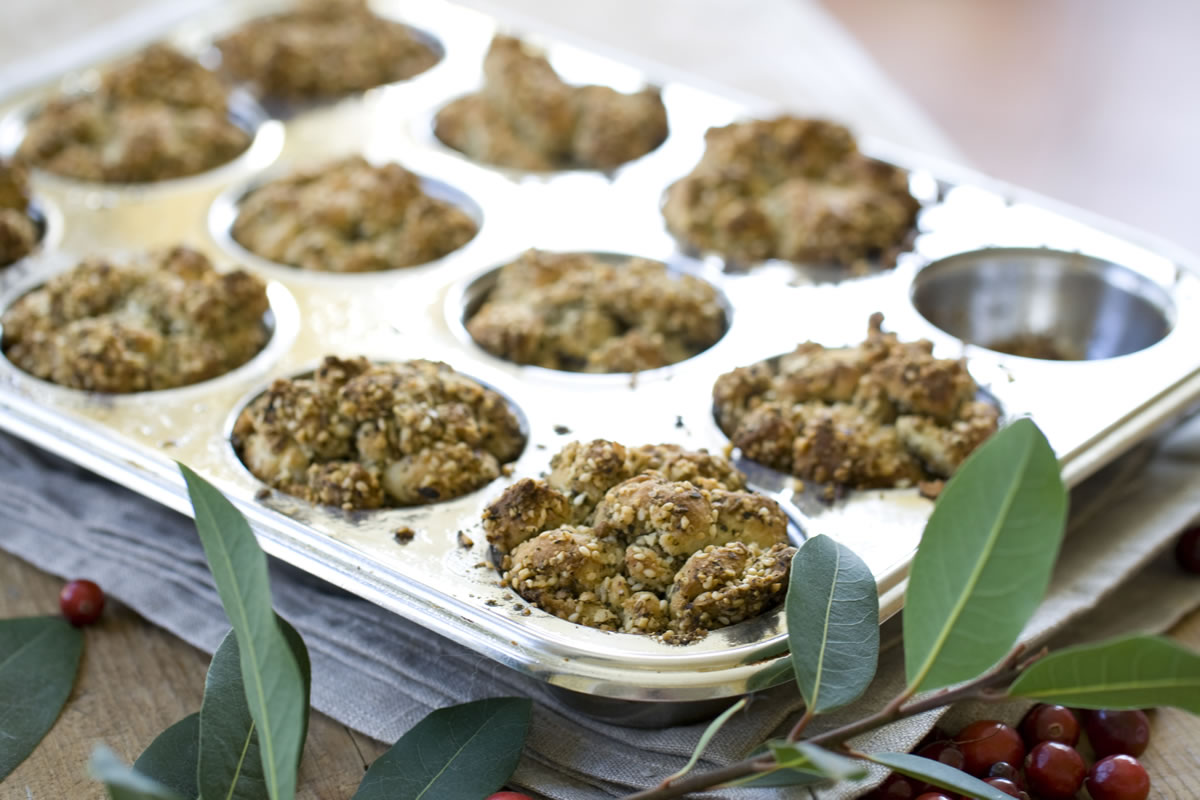 Dukkah Monkey Rolls are made with an Egyptian seasoning blend made from herbs, spices and ground nuts.