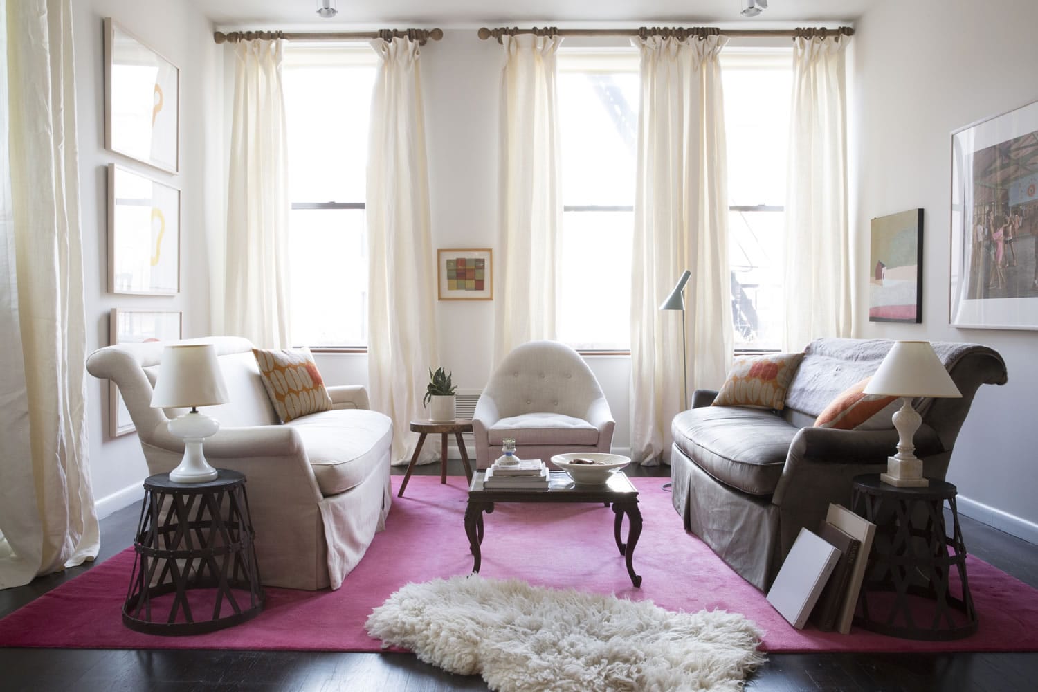 Floor-to-ceiling curtains can make a room seem taller, says designer Maxwell Ryan, founder of apartmenttherapy.com.