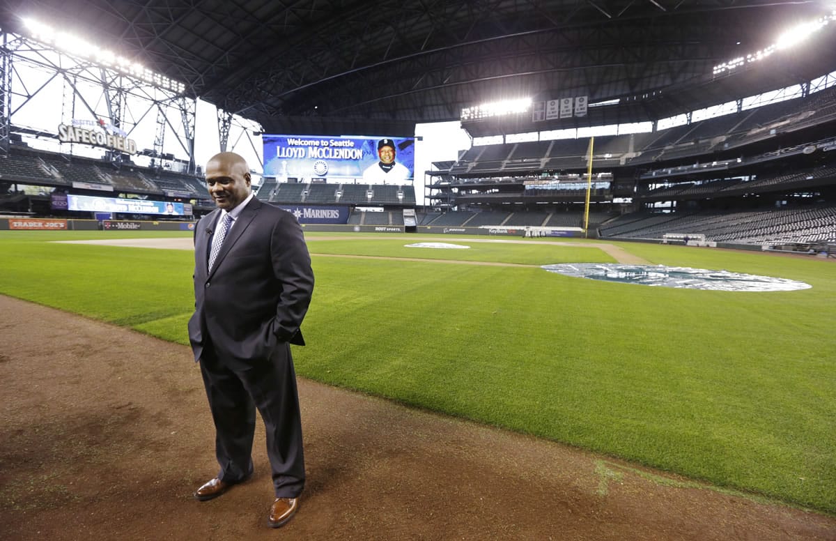 New Seattle Mariners manager Lloyd McClendon, posing at Safeco Field, announced his coaching staff on Monday.