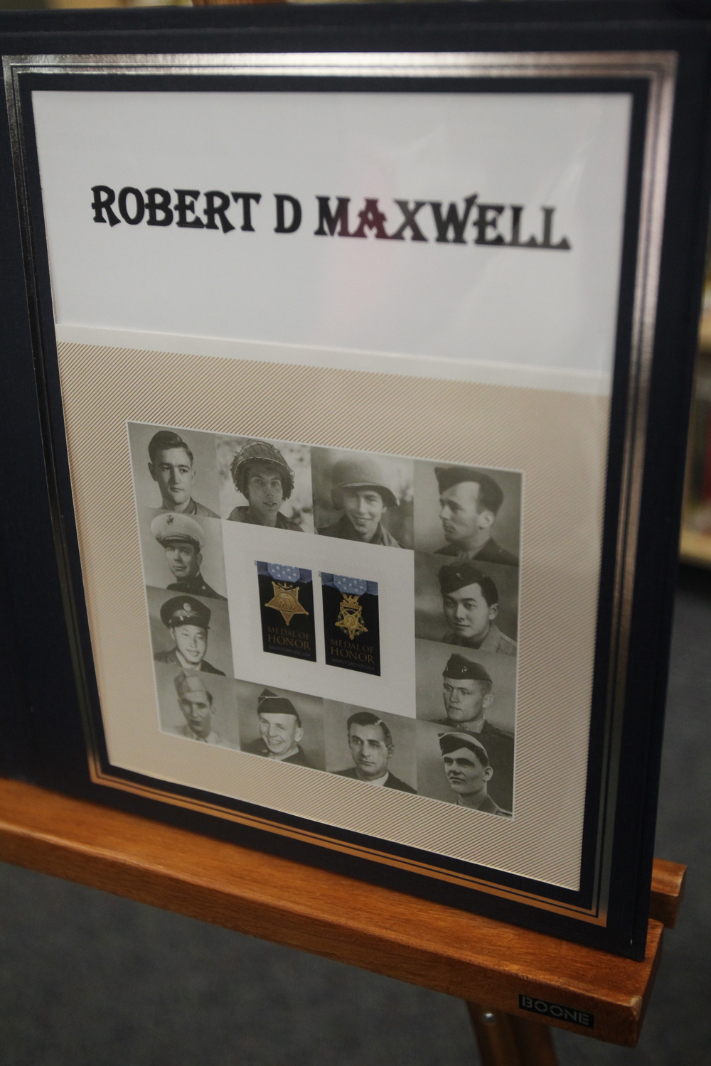A plaque for Bob Maxwell, a Medal of Honor recipient.