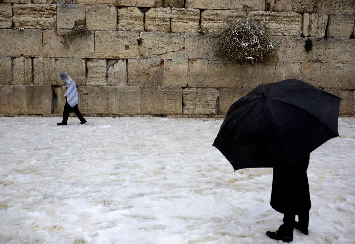 Ultra-Orthodox Jews visit the Western Wall, one of the holiest sites where Jews can pray, in Jerusalem, on Thursday.