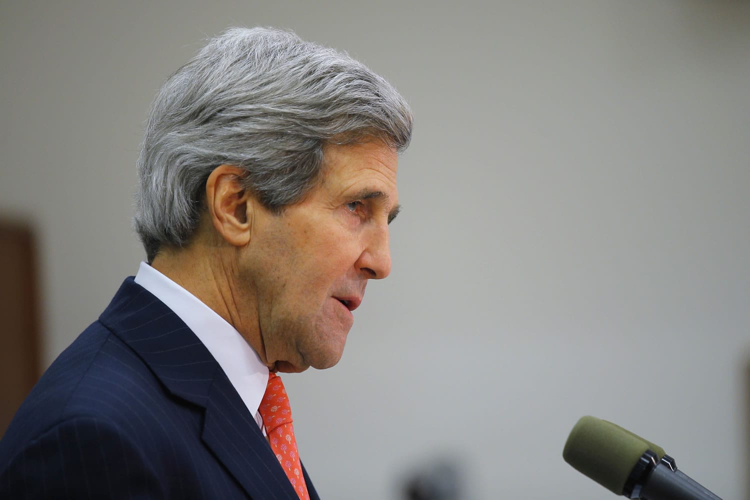 U.S. Secretary of State John Kerry speaks during a news conference at the U.S. Embassy in Tel Aviv, on Dec.