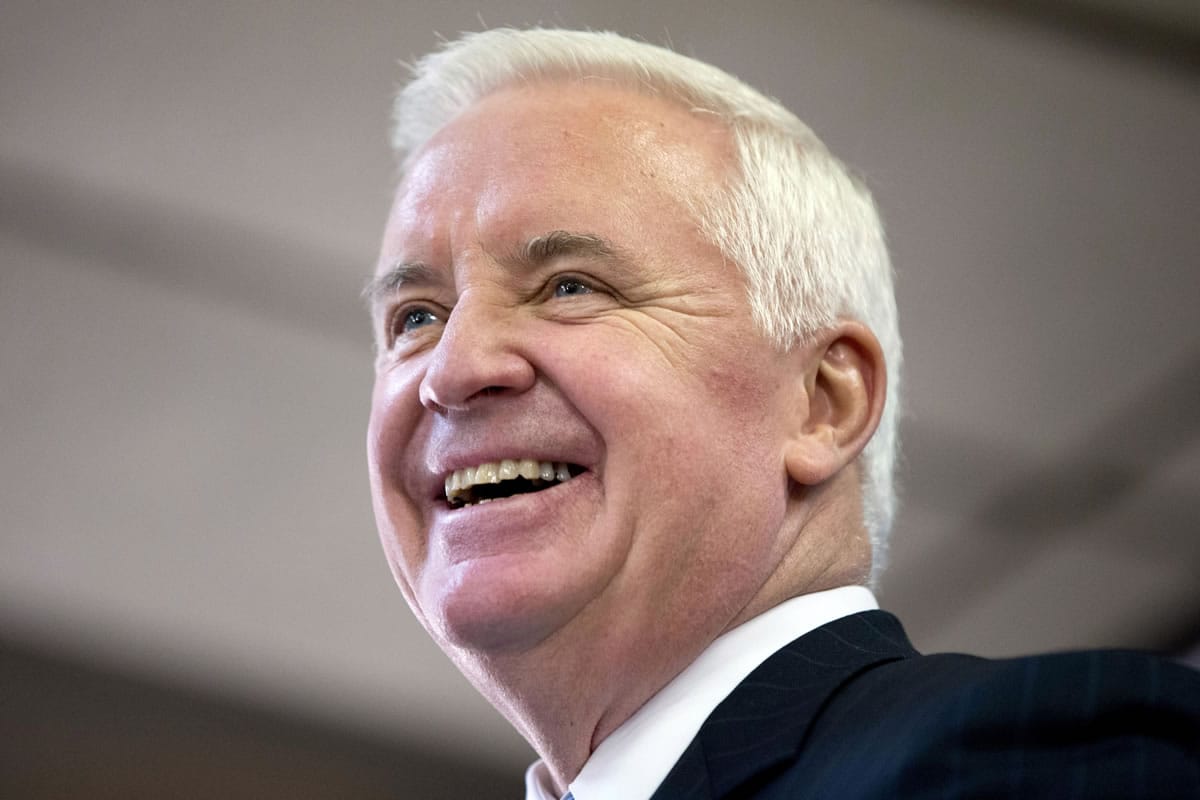 Pennsylvania Gov. Tom Corbett, smiles Nov. 7 while speaking in Philadelphia. Republicans governors running for re-election next year are looking to capitalize on distaste for Washington, D.C., gridlock and President Barack Obama's dropping public approval amid the pitfalls of rolling out his signature health care law, and Democratic challengers may need to respond with a popular cause.